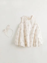 Young Girls' French Elegant Fresh Fruit & Vegetable Printed Bud Dress With Top Style (With Hair Clip), Summer